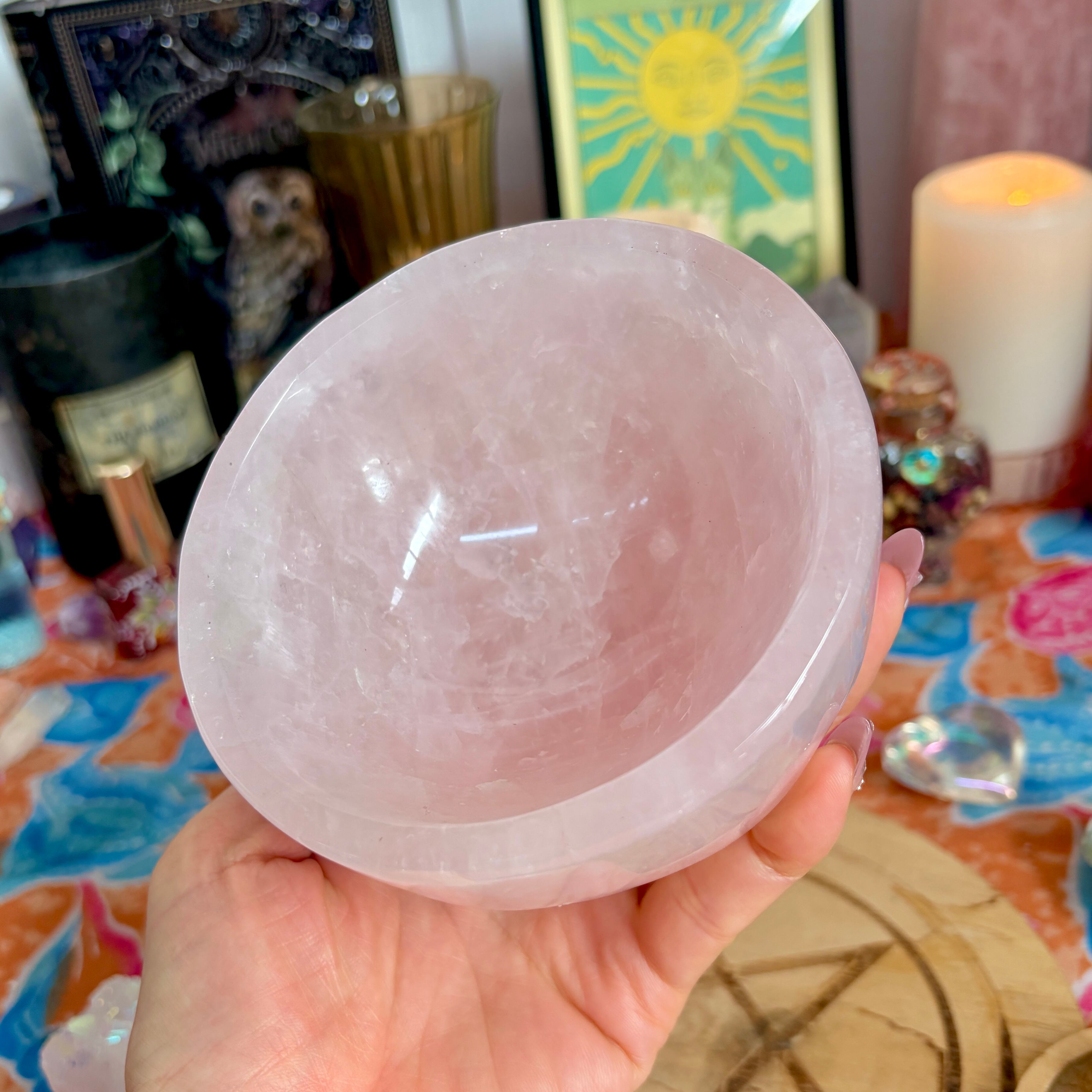 魔女のお守り調合ボウル】ころんとしたピンクのローズクォーツが可愛い