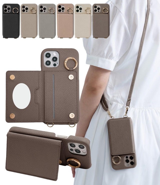 shinyle スマホケース いphone 用 16pro ケース ショルダー 16 pro ストラップ付き カード収納 可愛い スマホカバー おしゃれ 16ケースpro iphone向けの かわいい 斜め掛け 耐衝撃16プロ 鏡 ミラー付き 落下防止