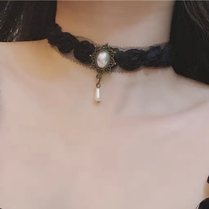 【予約】2c's rose lace choker