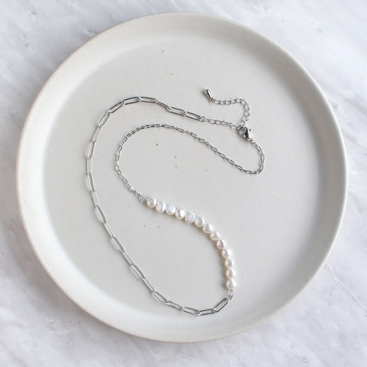 あいくるしい バロックパール × レクタングルチェーン ネックレス 淡水パール / 4.0-5.0mm レディース Yスタイル フォーマル 普段使い ギフト / pe-098