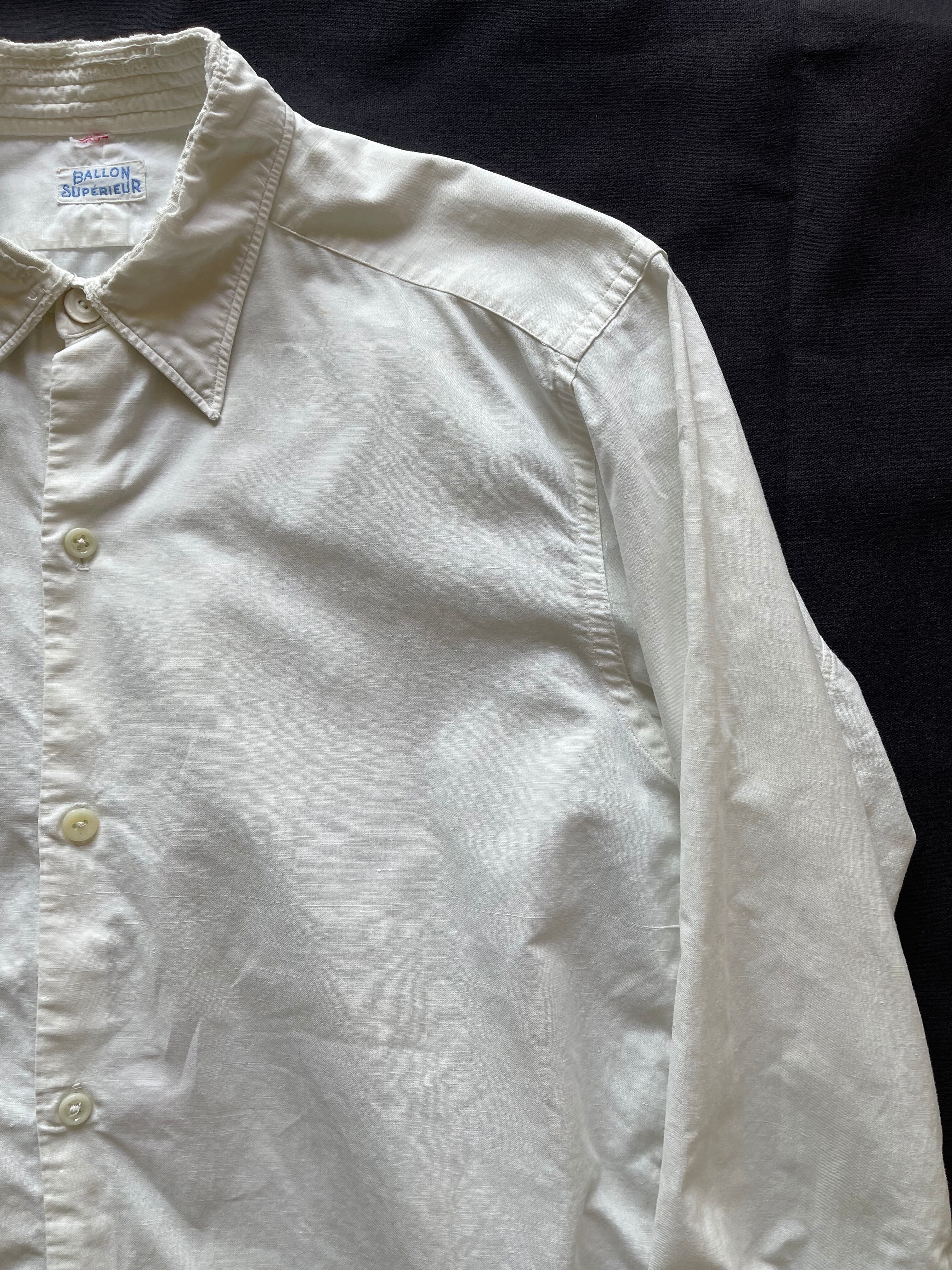 1940〜50s French vintage cotton Dress shirt BALLON