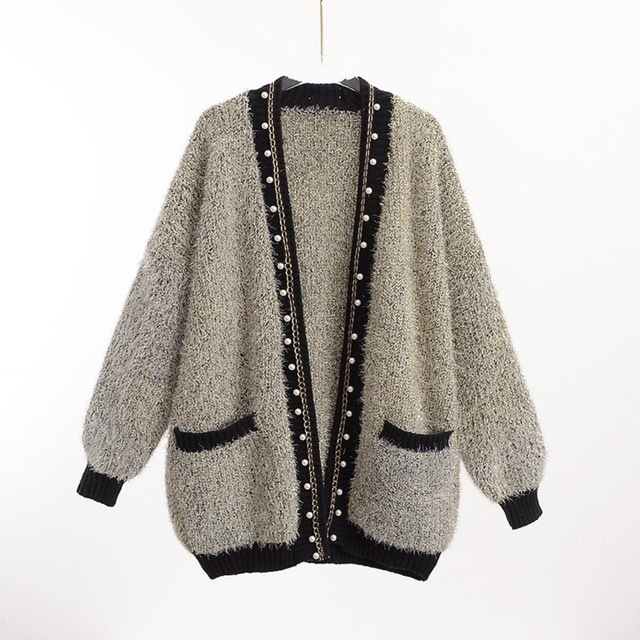Elegant bead knit cardigan ( 2color )