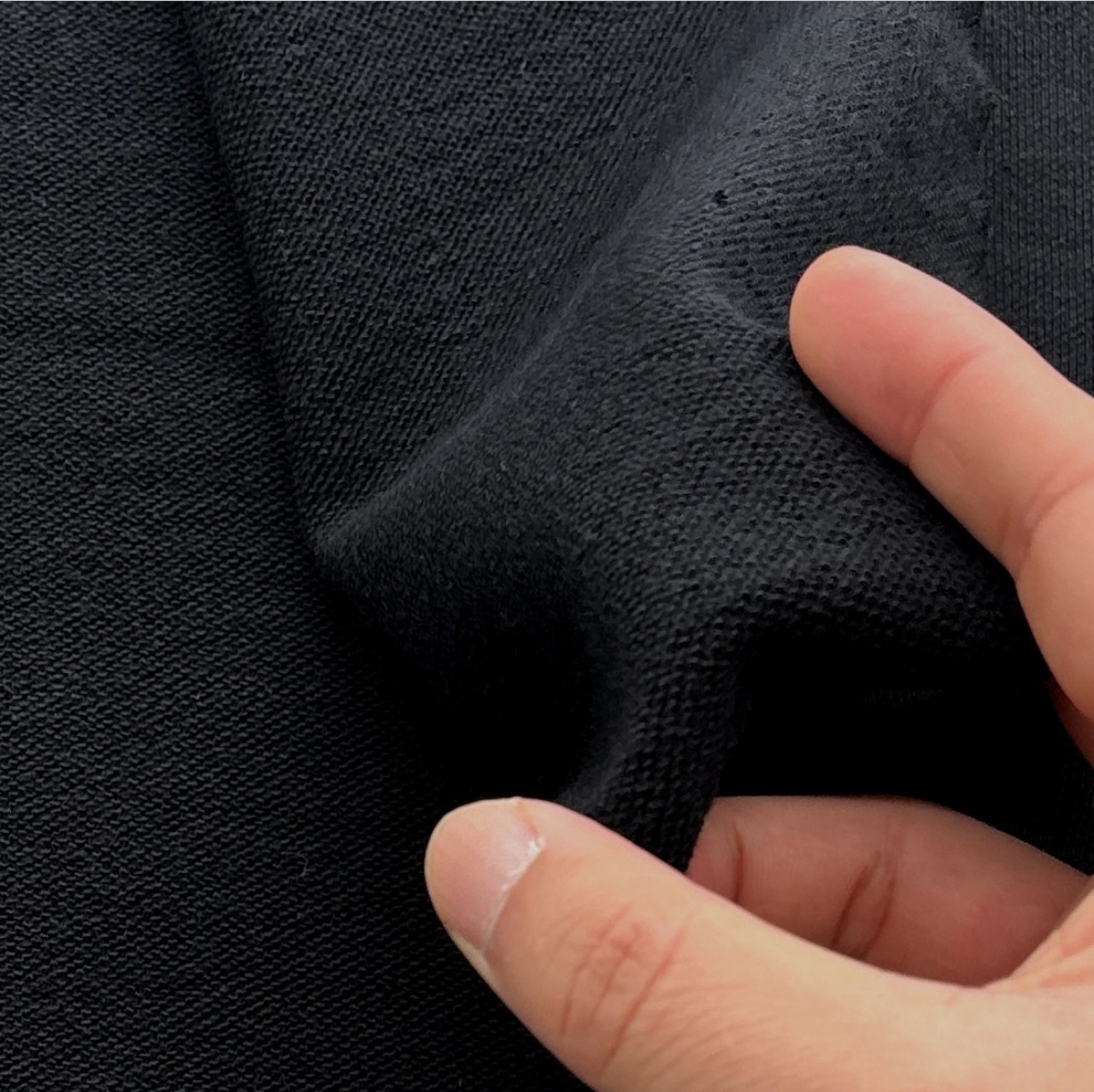 ★TC529◆2m◆綿100%ミニ裏毛ニット生地◆ブラック