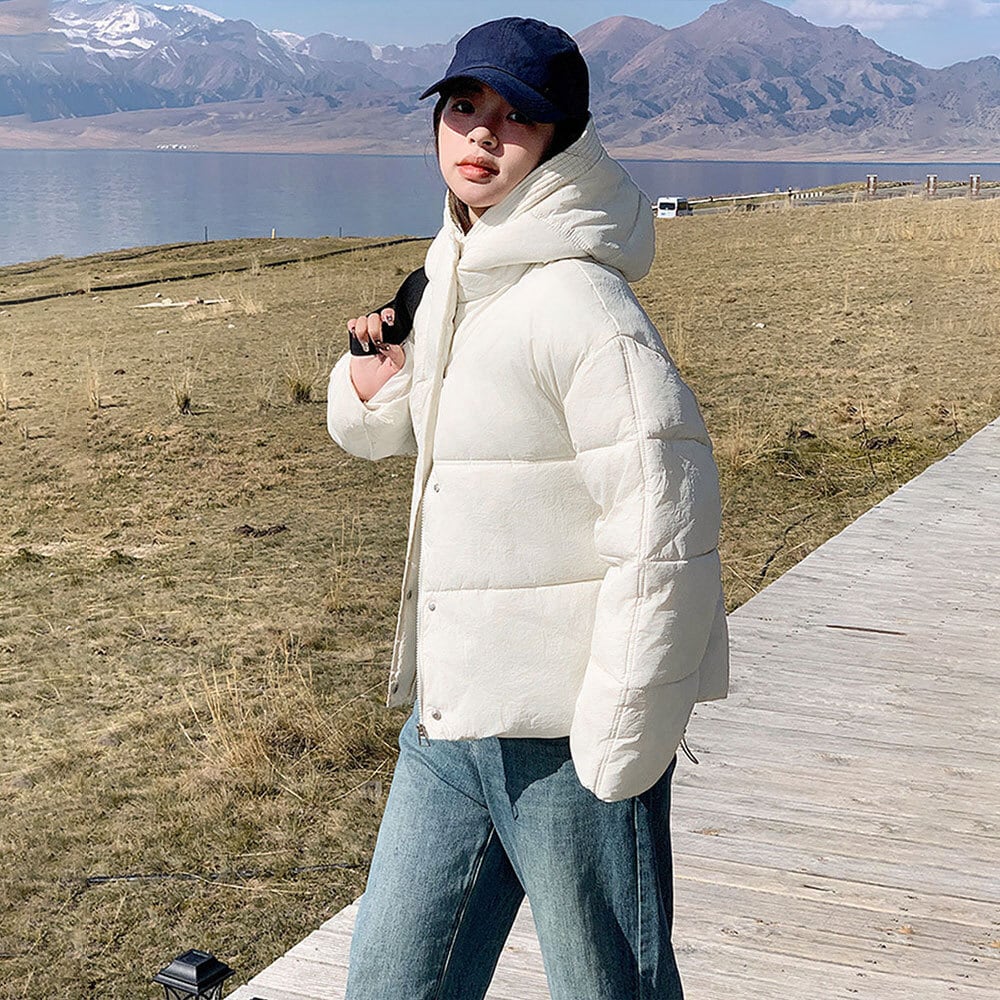 ダウン ジャケット レディース フード付き 中綿 ショート丈 ブルゾン 秋冬 韓国 おしゃれ 大人 かわいい カジュアル 防寒 保温 防風 通勤 通学 大人可愛い 大人女子