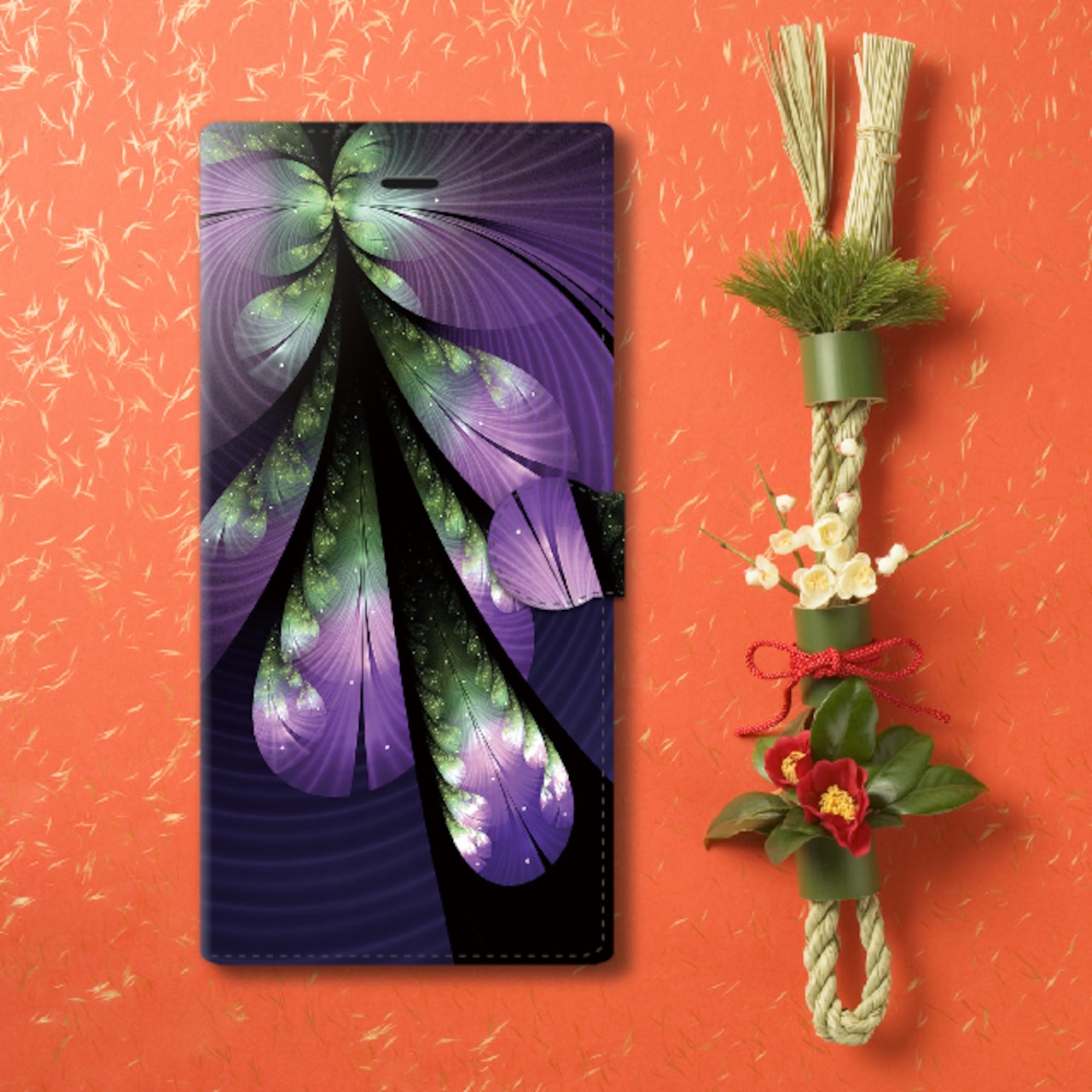 紫惑 - 和風 手帳型iPhoneケース