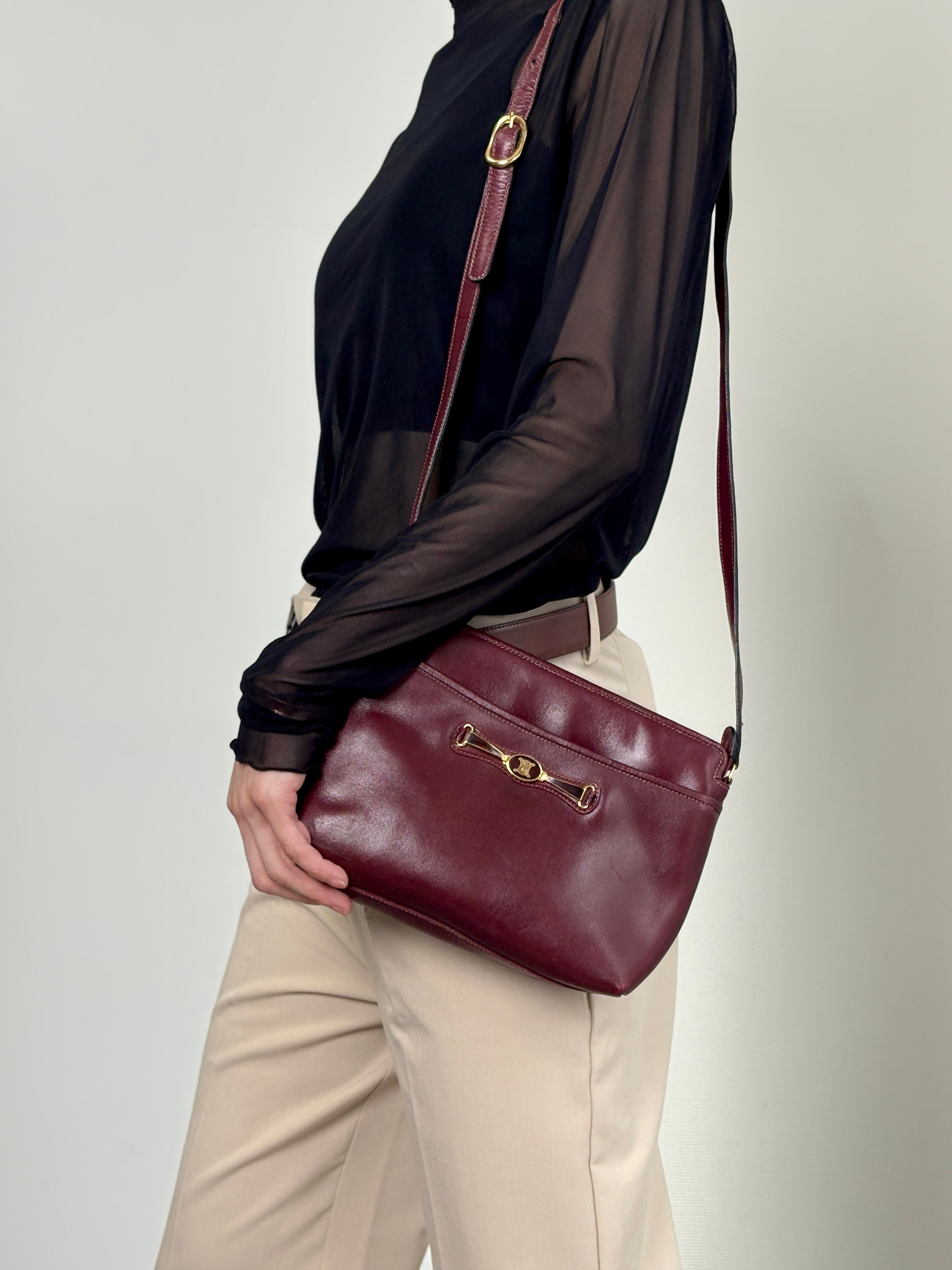 CELINE セリーヌ ショルダーバッグ ボルドー トリオンフ レザー