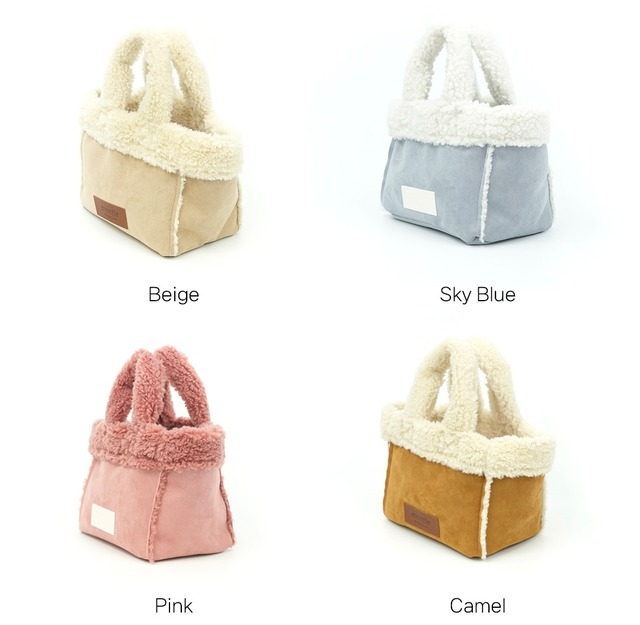 持ち手まで温かいバッグ - (BLUE)