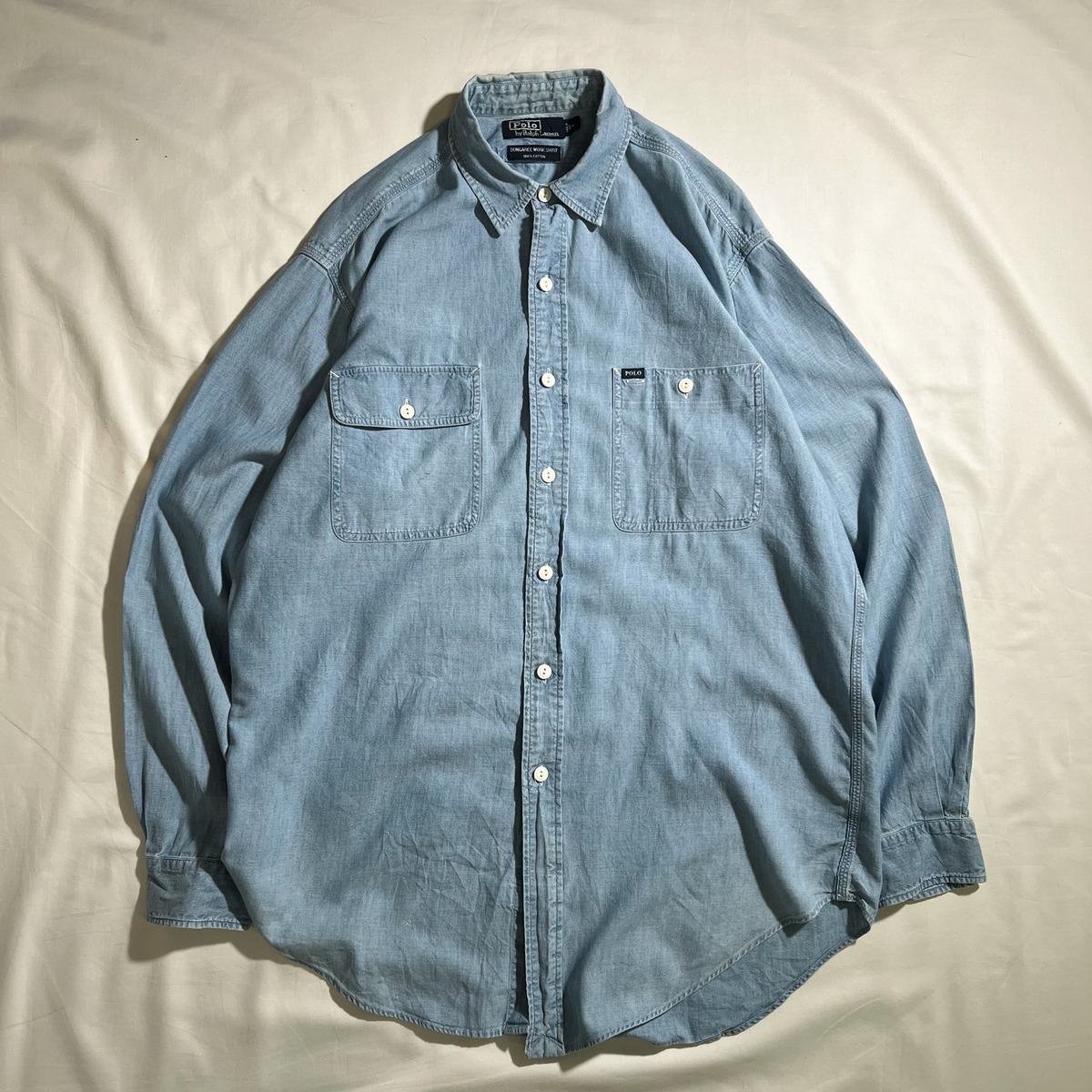 90~ " Polo by Ralph Lauren " Dungaree Work Shirt Chambray / 90年代~ ポロバイ ...