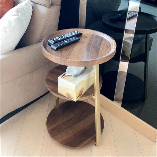 サイドテーブル 丸 おしゃれ ベッドサイドテーブル 木製 棚付き 北欧 コーヒーテーブル ナイトテーブル 40cm 円形 ラウンドテーブル