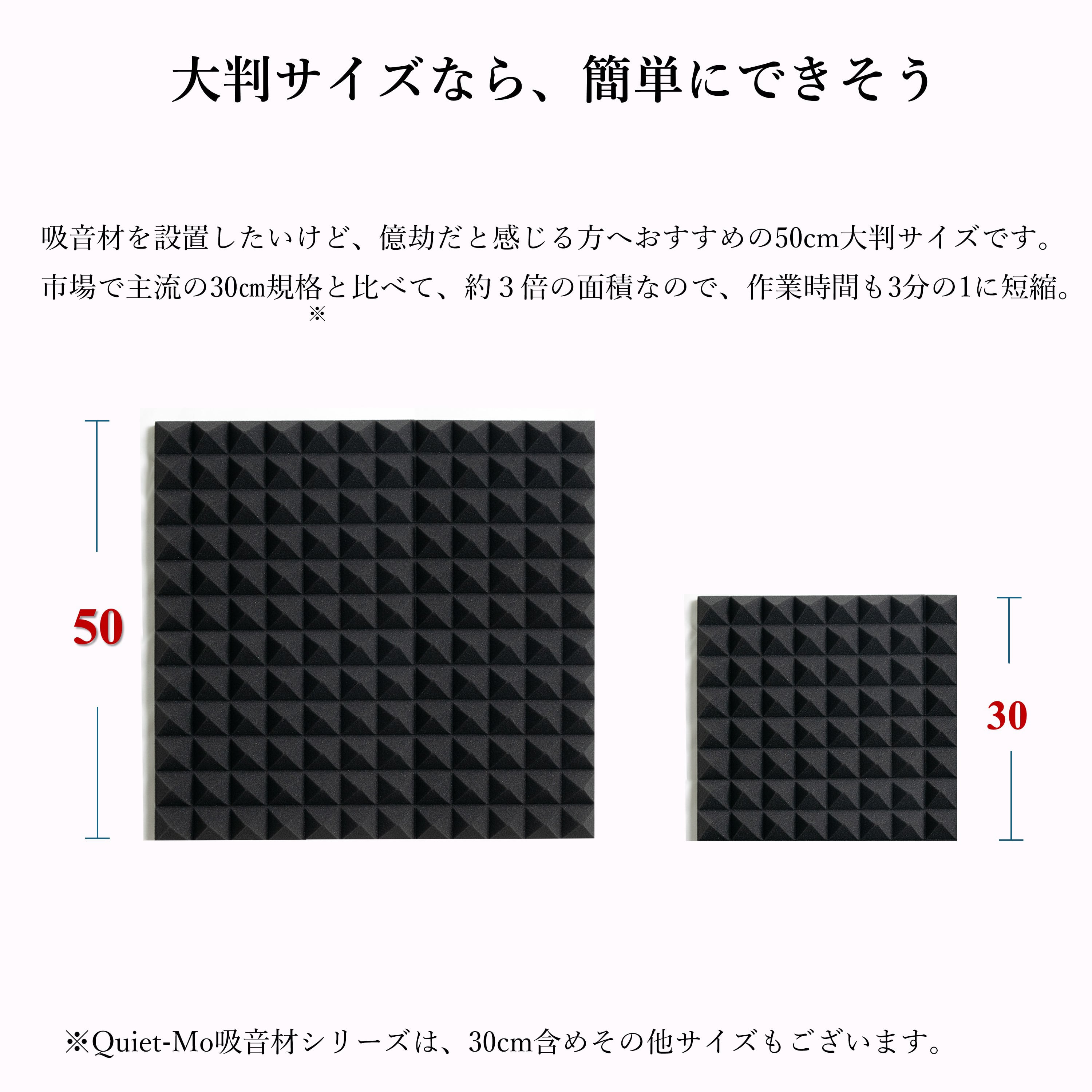 ウレタン吸音材 24枚セット（幅50cm × 50cm 12山）【厚さ5cm】 | Quiet