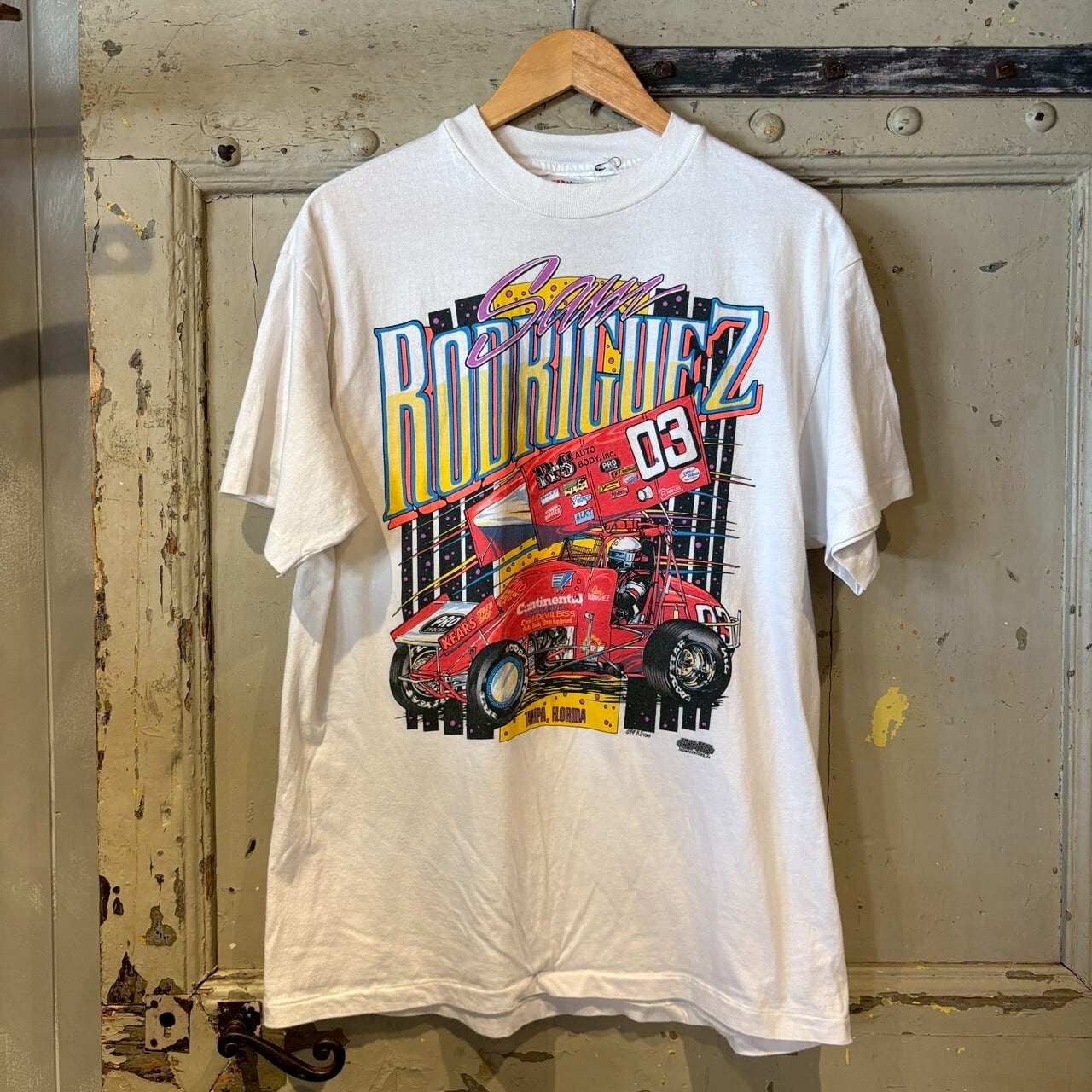 90's USA製 Hanes レーシング モーターカルチャー Tシャツ 白