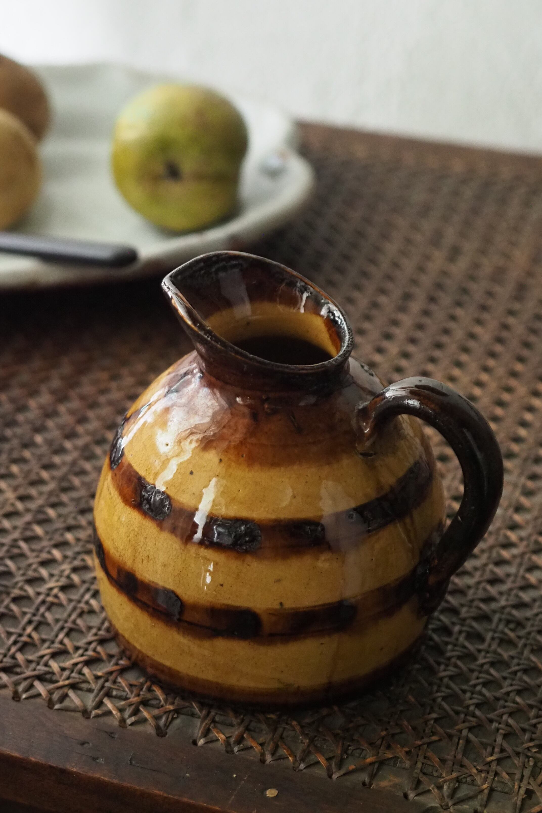 南仏 ユニークな柄の水差し-antique pottery pitcher | アンティーク