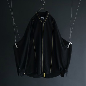 over silhouette yellow line switching design fly front shirt