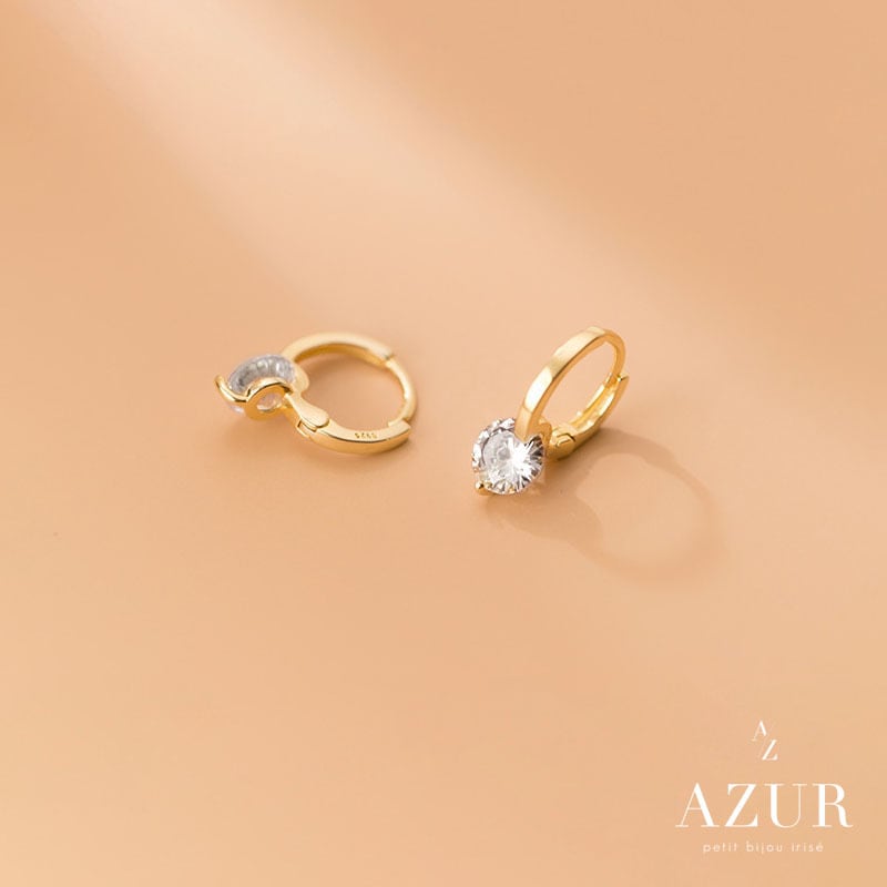 上品なミニフープジルコニウムピアス RONDOU ゴールド ジルコニアフープピアス | AZUR Tokyo(アズールトーキョー)