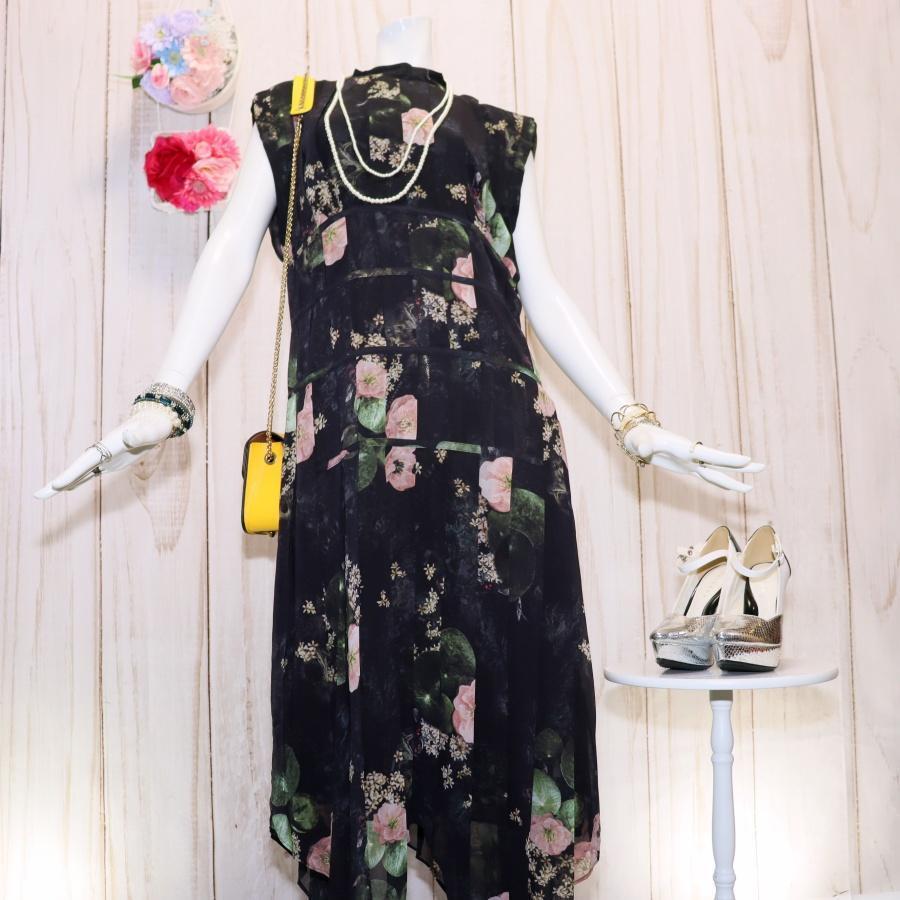 美品 ALLSAINTS 花柄 スカル メッシュ 半袖 ロングワンピース