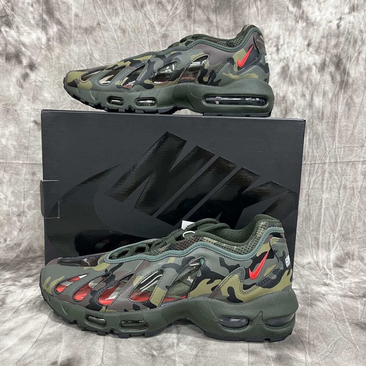 Supreme×NIKE/シュプリーム×ナイキ AIR MAX 96/エアマックス ダークアーミー/スピードレッド/クリア CV7652-300/27.5