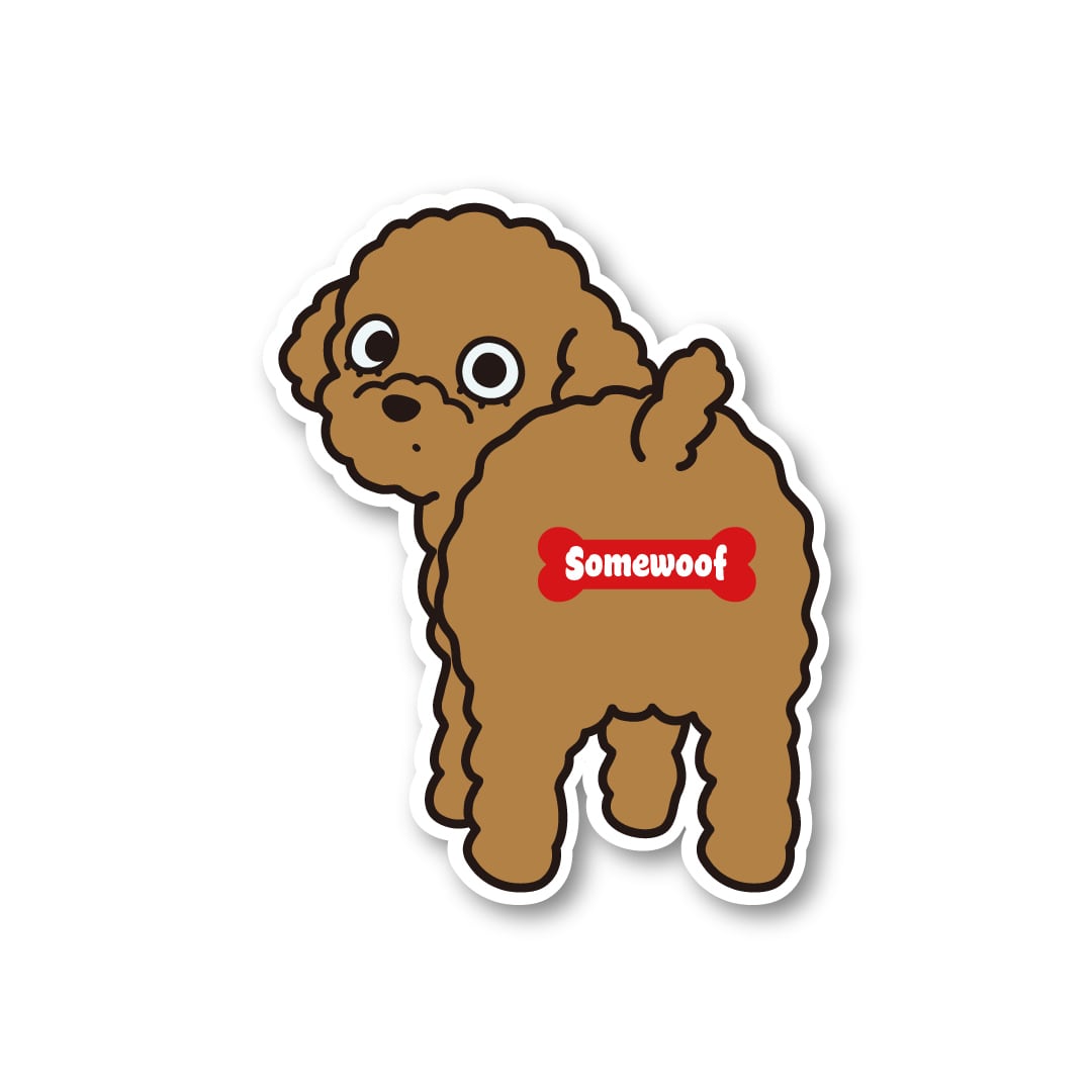 プードル イラスト ステッカー Somewoof トイプードル（レッド） ステッカー [Toy Poodle（Red