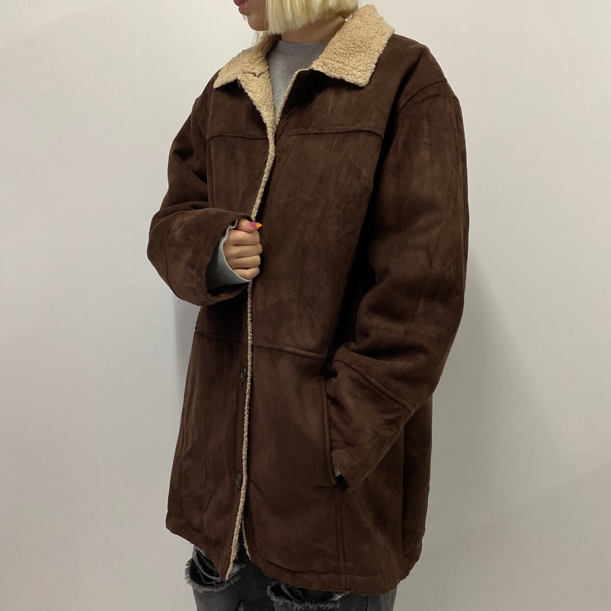 LAUREN ラルフローレン フェイクムートン ランチコート レディース 1X 