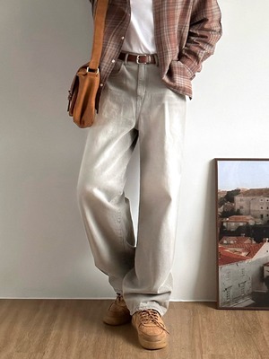 ウォッシュドデニムパンツ｜ストレートシルエット｜韓国ミニマルカジュアル m0100