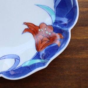 有田焼　4.5寸皿　染錦ゆり 21-068