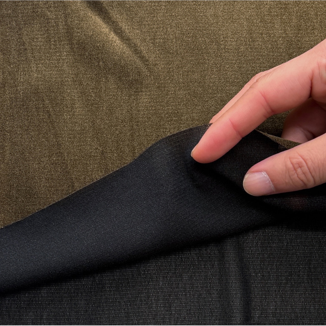 ★NN077◆3m◆ポリエステル100%ベロアパワーネット生地◆カーキ