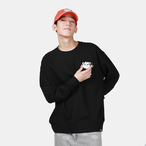 送料無料 【HIPANDA ハイパンダ】男女兼用 十二支 丑年 クルーネック スウェット トレーナー UNISEX  OX YEAR CREW NECK SWEAT SHIRT / BLACK