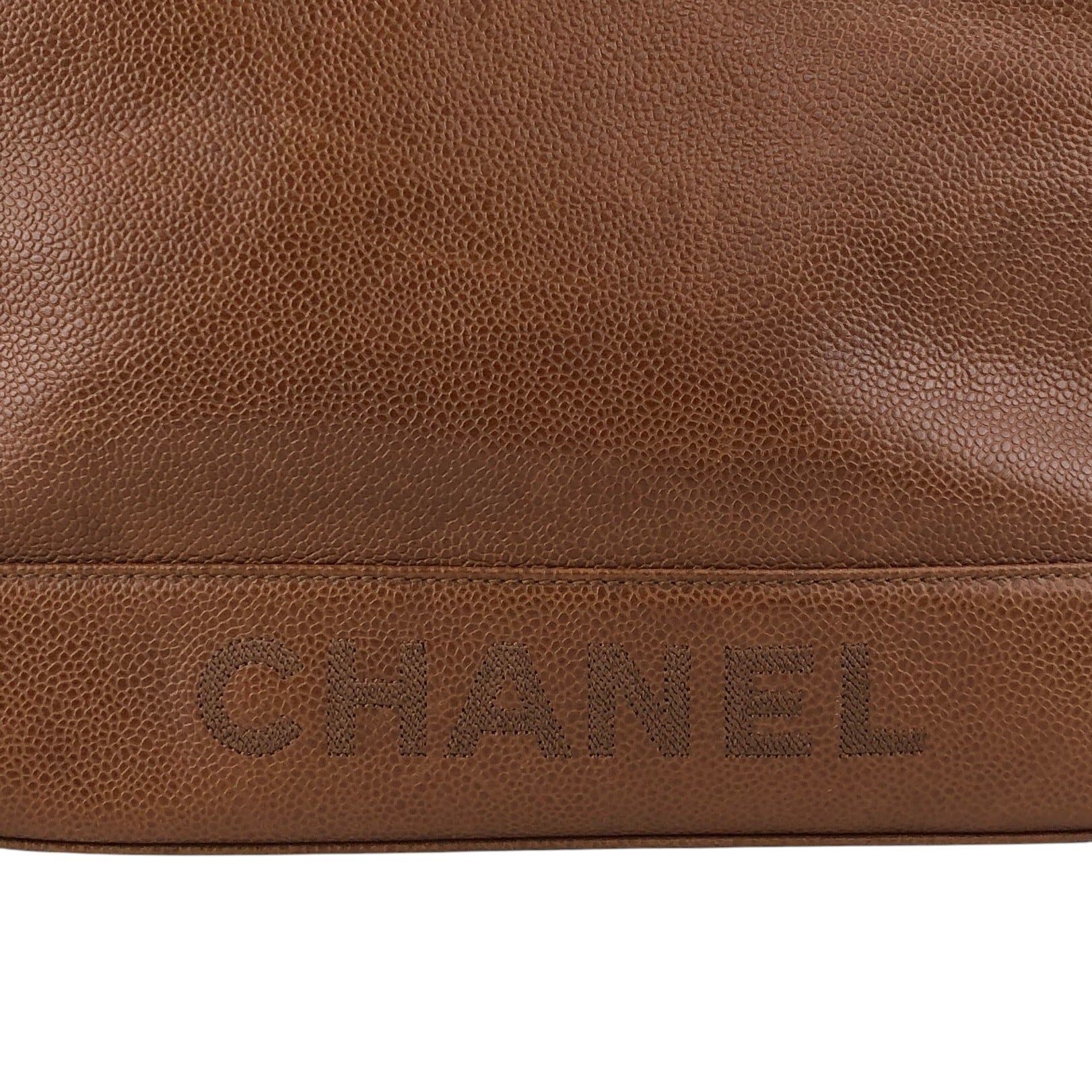 CHANEL シャネル ショルダーバッグ ブラウン ロゴ レザー キャビア