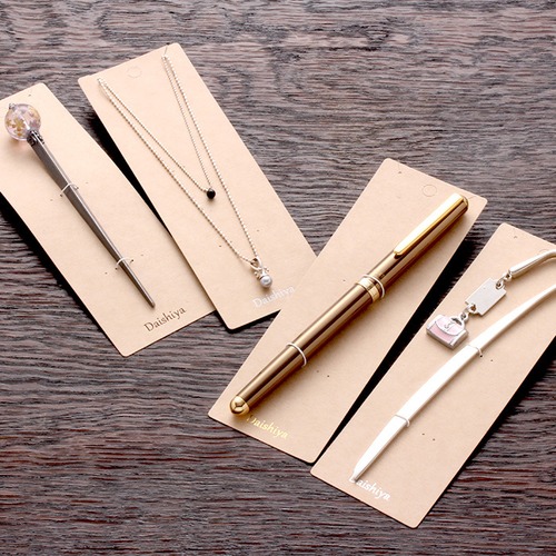 【名入れ箔押し】 オリジナル台紙 縦長 ネックレス ブックマーカー かんざし用 クラフト紙 ロング 100枚 50×150mm SD38