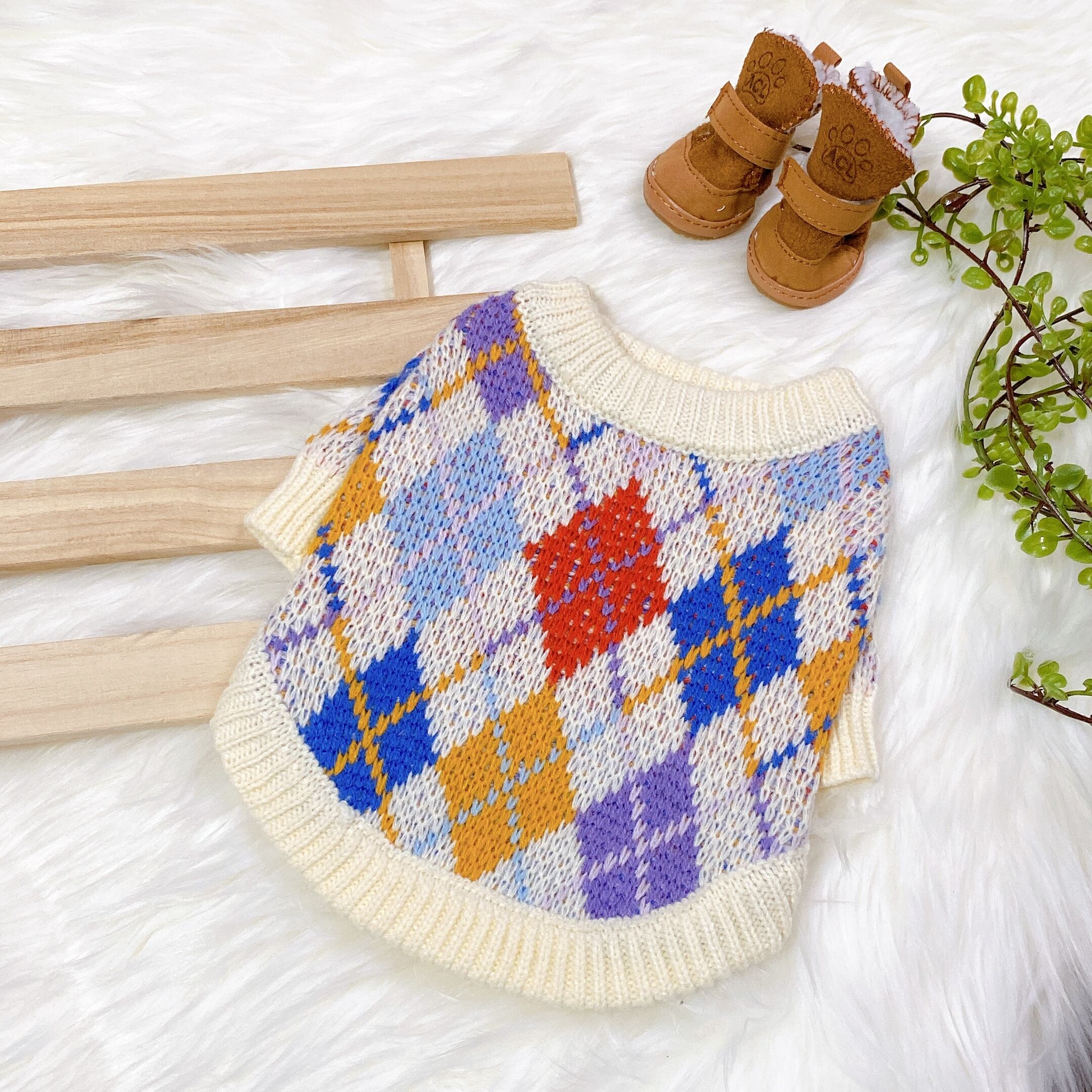 【SALE】argyle knit S ~ XL / 犬服 秋冬 新作 ニット 犬 服 トップス 可愛い ドッグウェア 小型犬 中型犬 ペット洋服 犬の服 おしゃれ top60