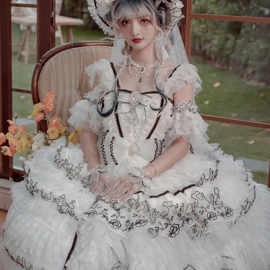 甘ロリ 猫妖精JSK ホワイトロリィタ×シフォン 撮影会向け｜WithU