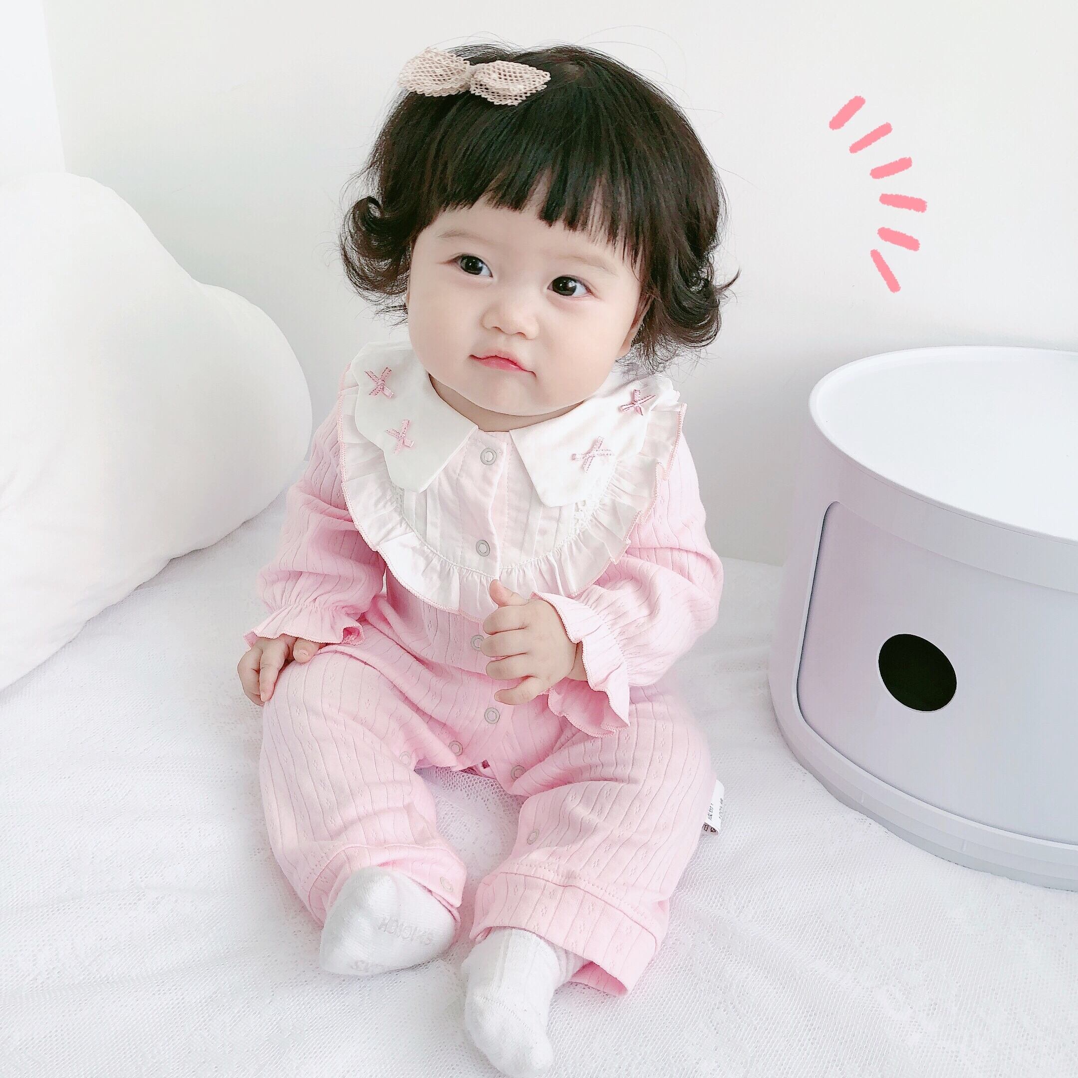 スプリングオータムワンピースドレス リボンロンパース オールインワン シャツ ロング ピンク 春物 秋物 超面白いベビーショップ26919203326