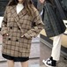 チェック柄 ラシャ テーラードジャケット 韓国ファッション レディース ウールジャケット アウター防寒 レトロ DTC-603067482652
