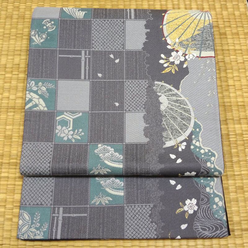 淡いピンクと黄色のぼかしに扇面草花　長襦袢（胴抜き、袖無双） 淡いピンクと黄色のぼかしに扇面草花 長襦袢（胴抜き、袖無双