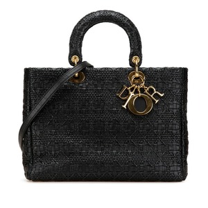 ディオール レディディオール ハンドバッグ ショルダーバッグ 2WAY ブラック レザー レディース Dior 【中古】