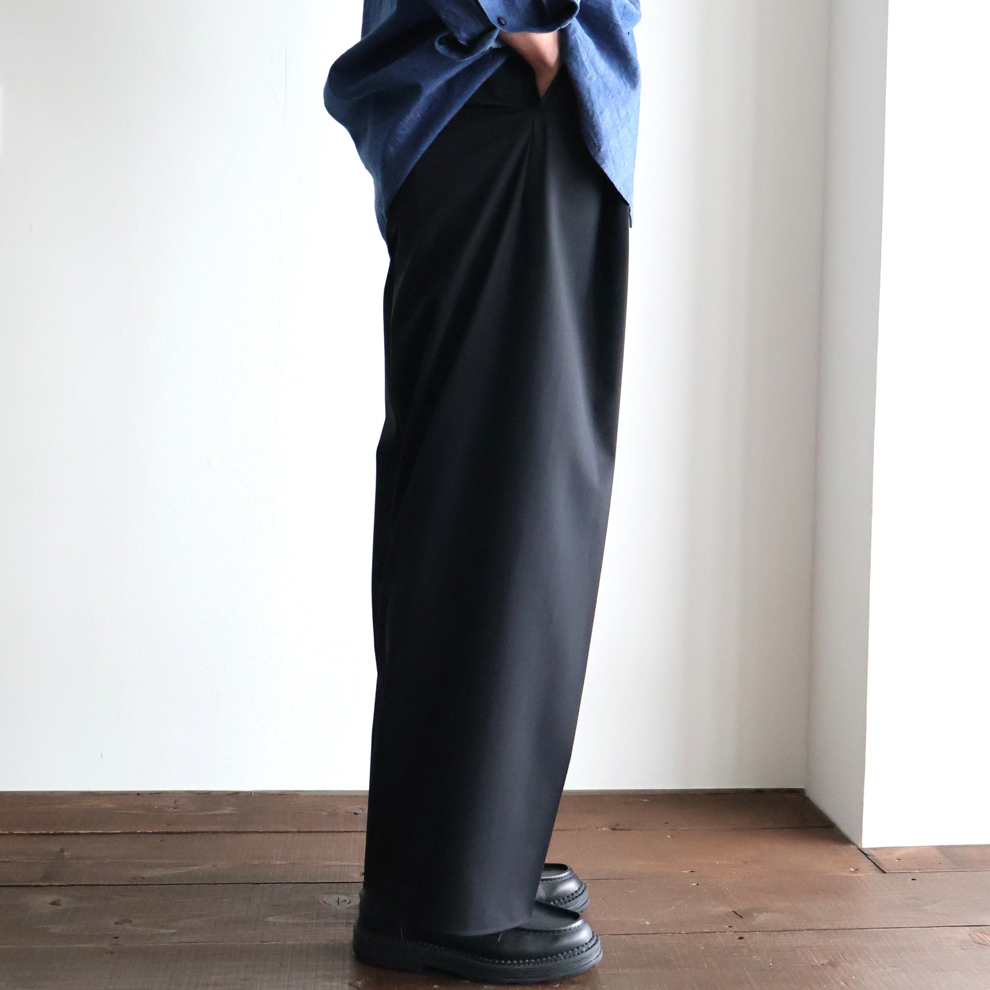 nonnotte “Draping Crotch Box Pleats 1Tuck Trousers ( Deep Black