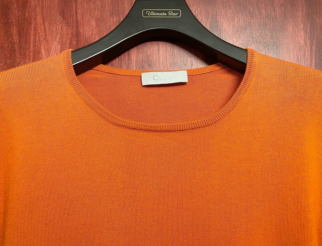 MADE IN ITALY製 Cruciani クルーネックコットンセーター オレンジ 48 