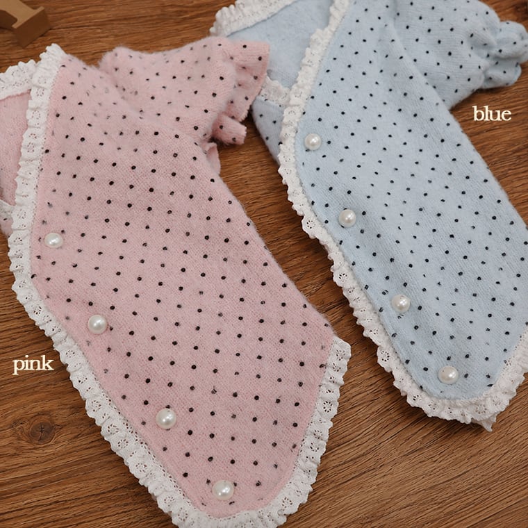 baby dot cardigan S ~ XL 2color / 犬服 秋冬 可愛い 犬の服 トップス ドッグウェア アンゴラ カーディガン もこもこ 暖かい 室内服 小型犬 中型犬 お揃い 韓国ワンコ服 アウター