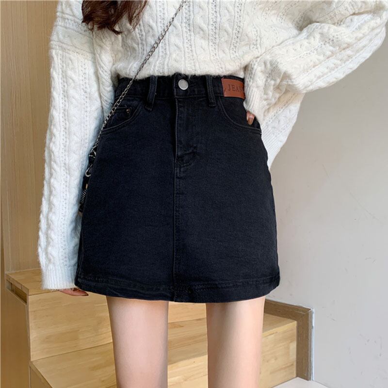 スカート スプリングハイウェストブラックAライン 春物 萌量不足23270351751