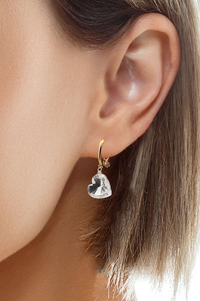 ハート型水晶✦コンケーブカット✦イヤリング | Precious Link