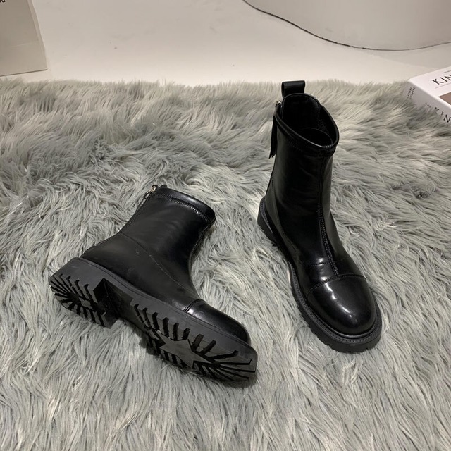 ショートブーツオータムレッドカジュアルブラックシングル 靴 シューズ 秋物 フェイクシューズ71951484364