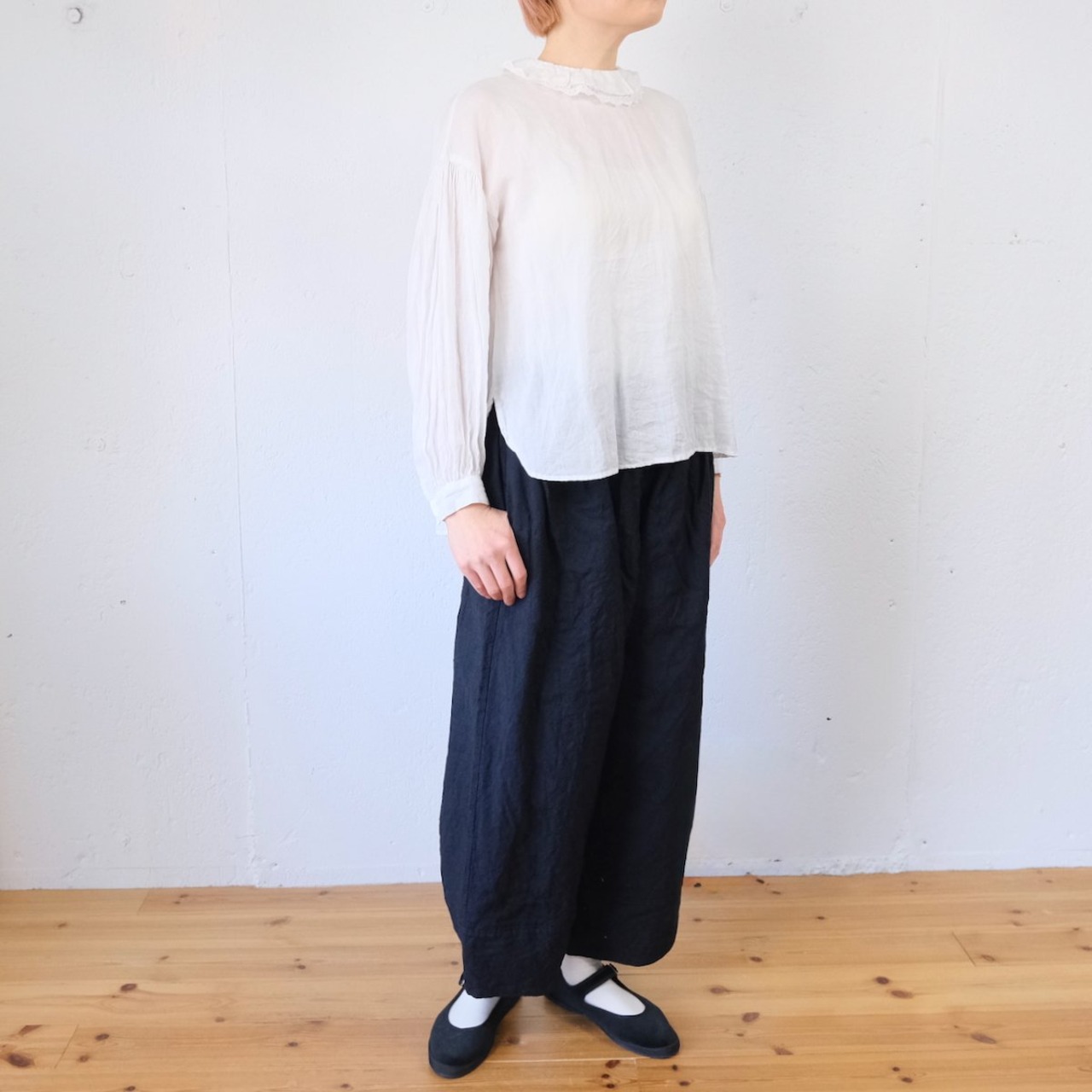 Gauze# (ガーゼ) DOUBLE FRILL SCALLOPED COLLAR BLOUSE ラミー ダブルフリル衿 ブラウス