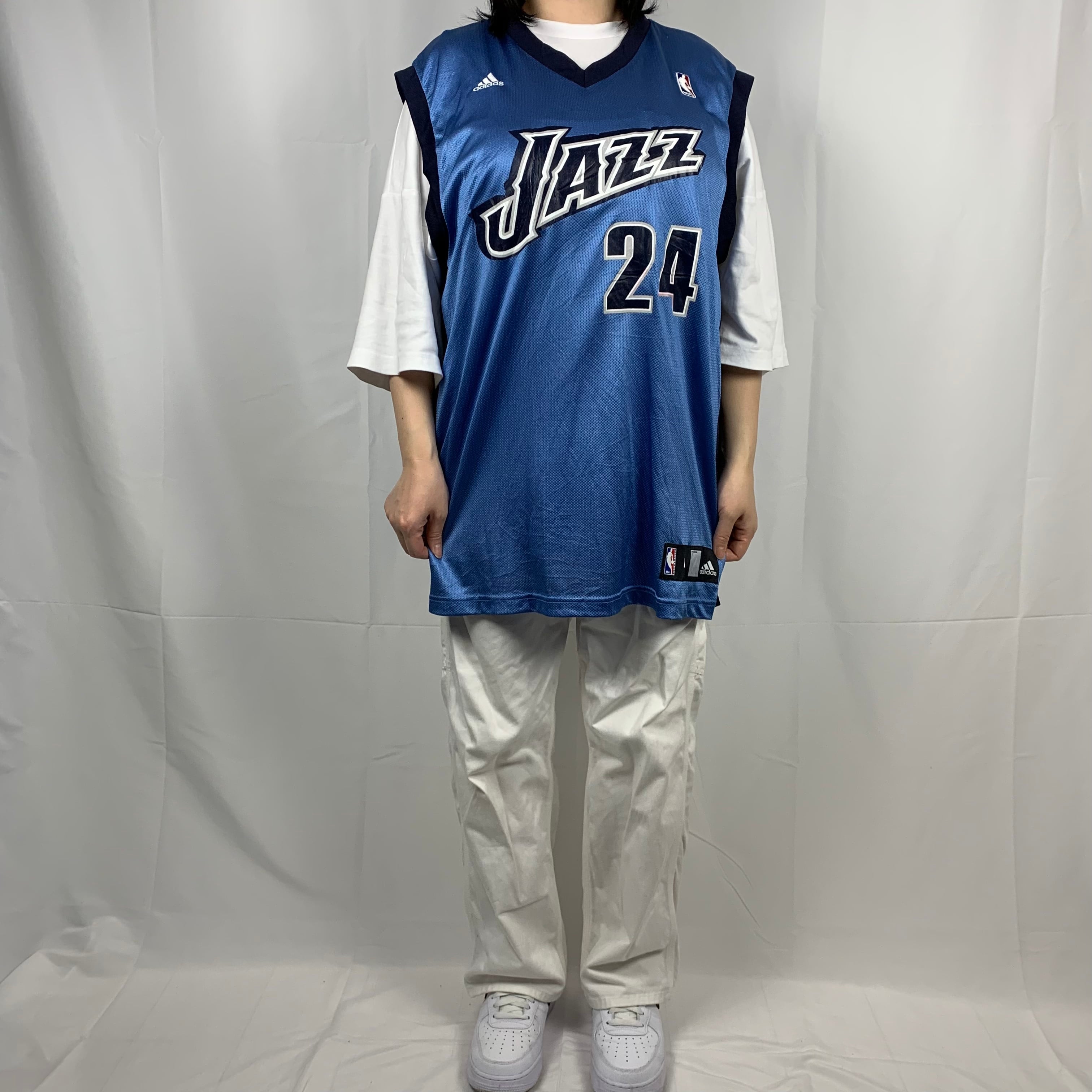 NBA ユタ・ジャズ アディダス ゲームシャツ白 Mカール・マロー