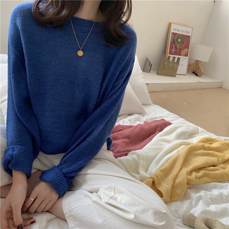 セーター オータムルーズスタンダードホワイトトップス ロング レトロ 秋物 1号婦人36916222301