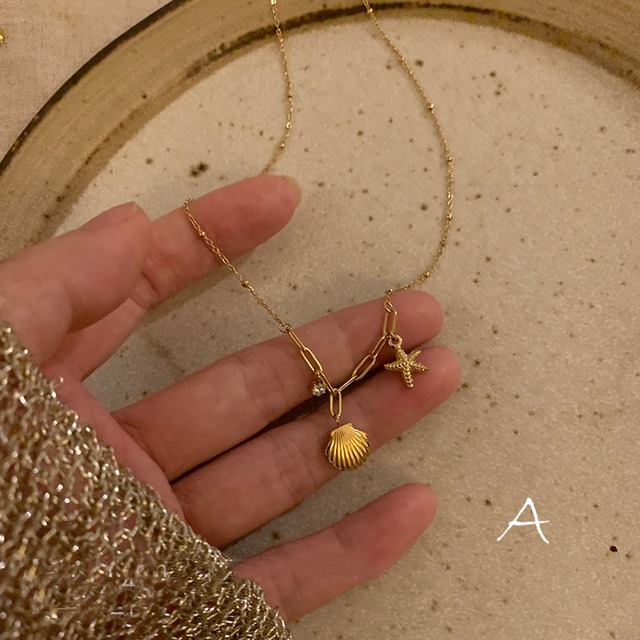 Somedayifヒトデ&貝殻ネックレス 3s