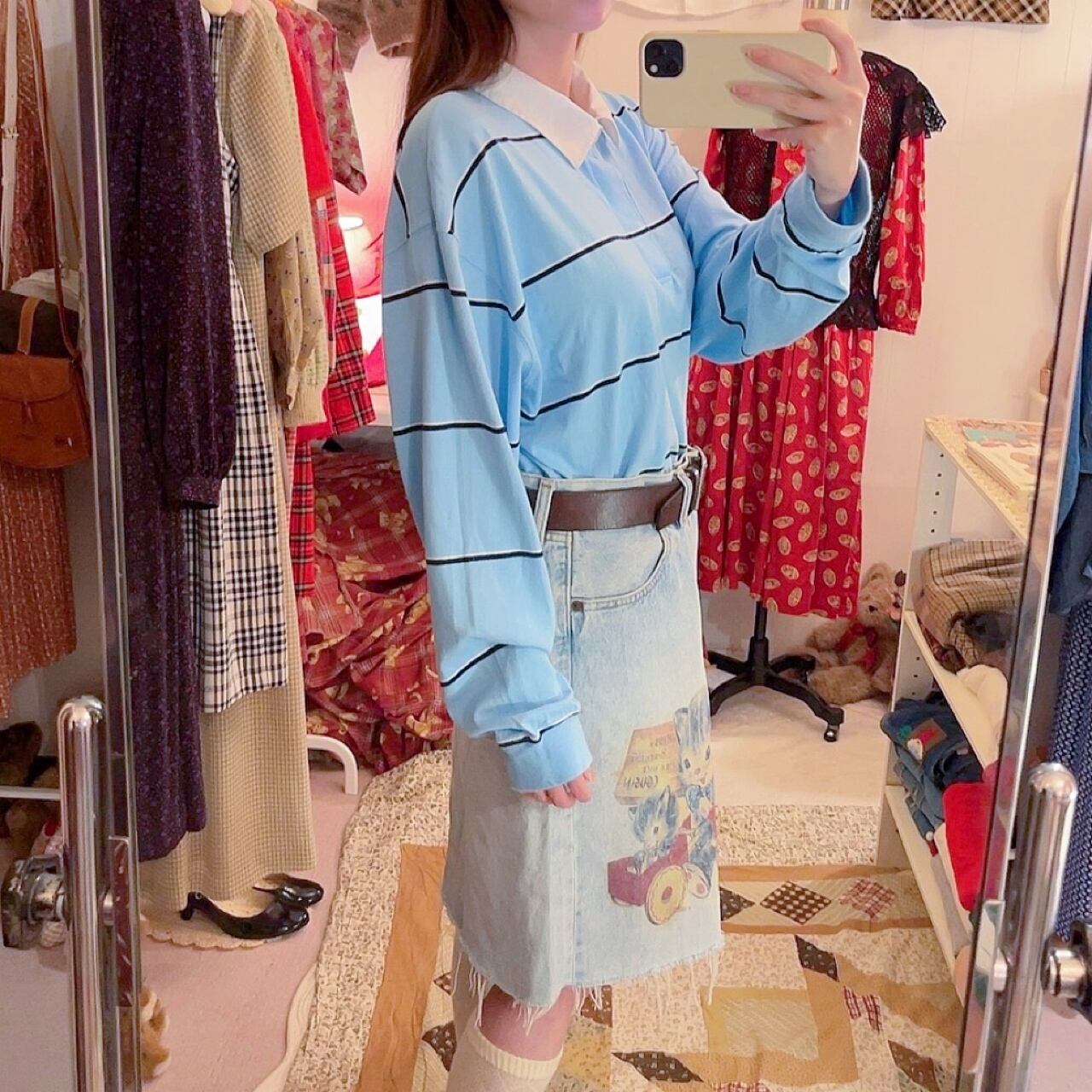 light blue stripe polo shirt