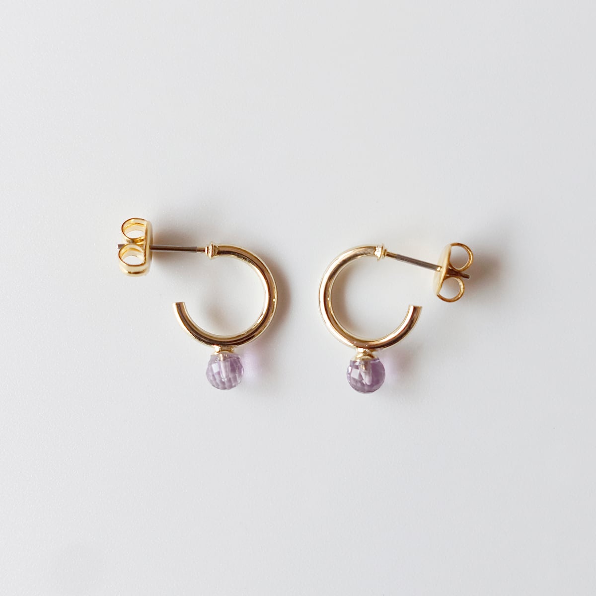 蕾 hoop earrings: Amethyst