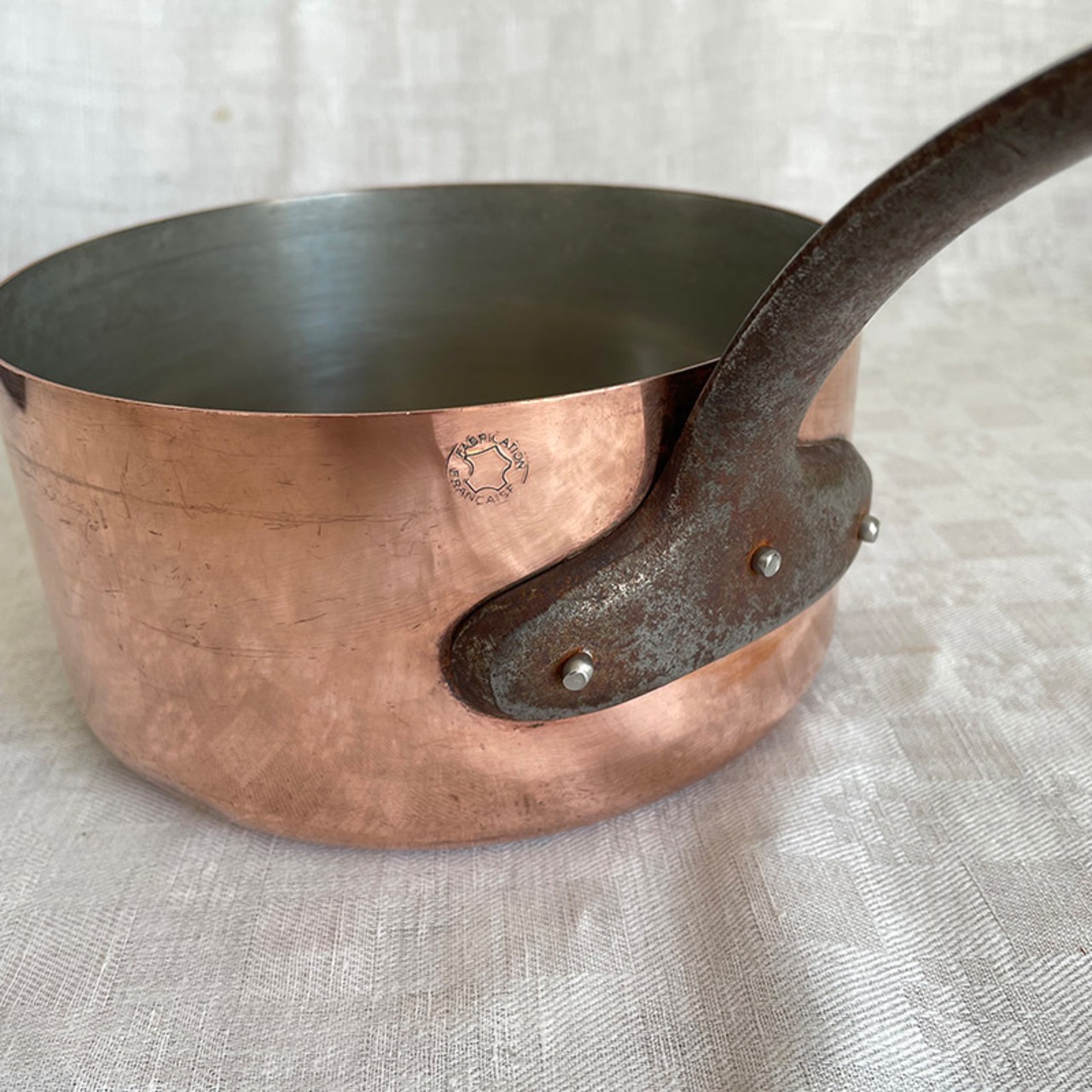 銅鍋　銅片手鍋　直径18cm 厚さ1mm フランス製 12KWdr1