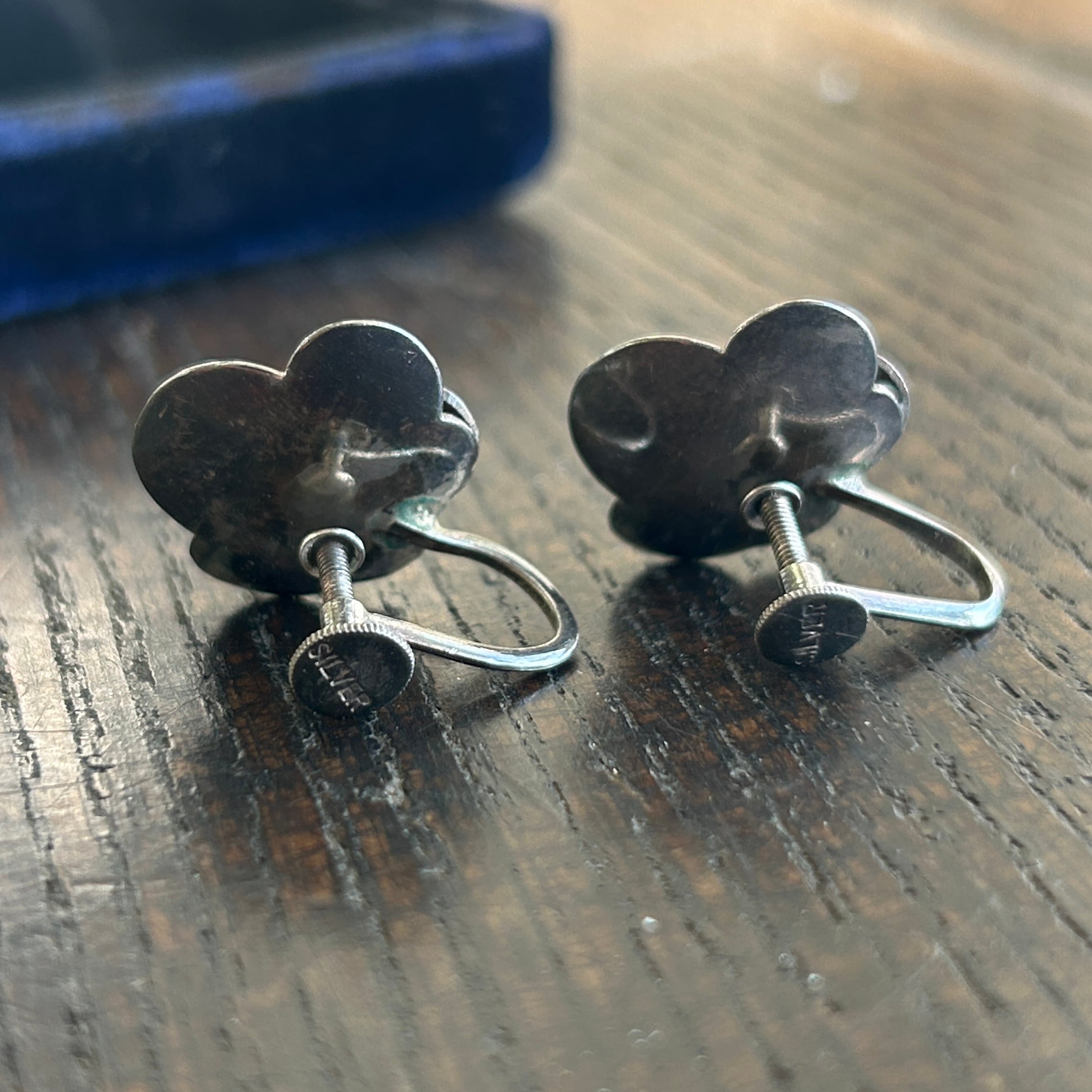 ヴィンテージ　輸出仕様　silverあこや真珠　梅花イヤリング