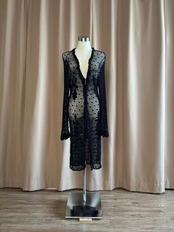 black crochet long cardigan-4762-6