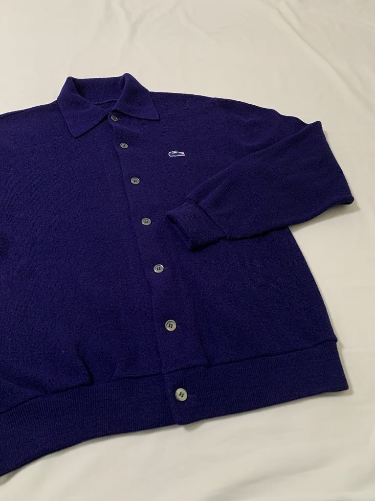 1970~80's Embroidery Design Collared Cardigan "LACOSTE"